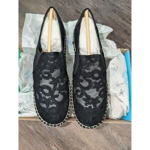 BC Footwear House of Mirrors Black Lace Slip On Espadrilles NB06810 Sz 8